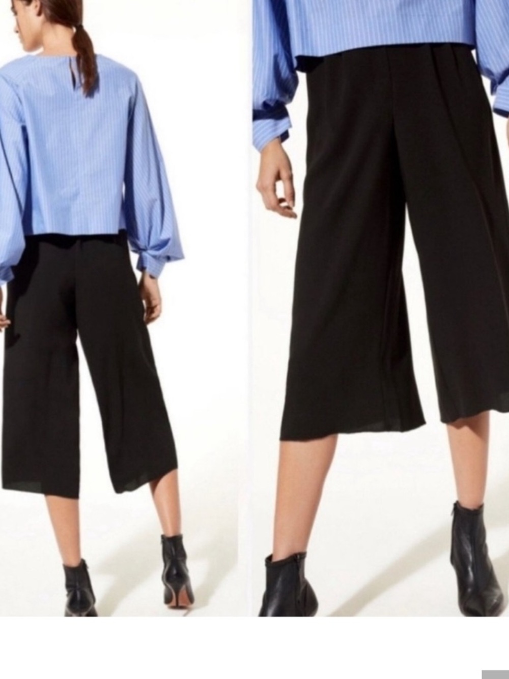 Aritizia Babaton Lazarus Culottes Cropped Black Pant Wide Leg High Waist Size 2
